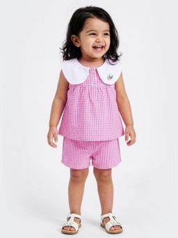 Hopscotch - Strawberry Embroidery Top With Shorts