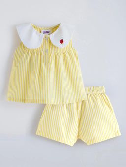 Hopscotch - Strawberry Embroidery Top With Shorts