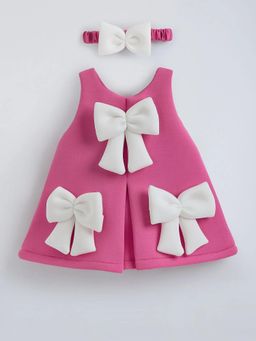 Hopscotch - 3D Bow Applique Dress With Hairband