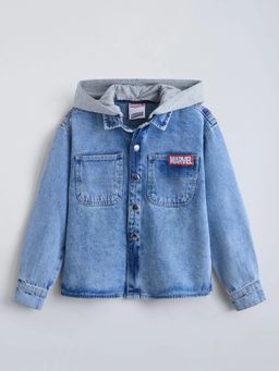 Hopscotch - Spiderman Detachable Hood Denim Shirt