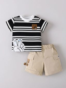Hopscotch - Striped T-Shirt and T-Shirt With Shorts