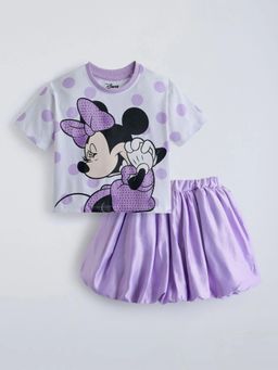 Hopscotch - Minnie Mouse Bow Applique Top With Skirt