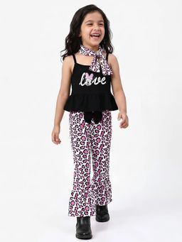 Hopscotch - Strappy Animal Print Top With Pant & Scarf