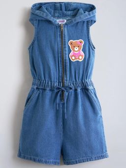 Hopscotch - Teddy Applique Denim Playsuit