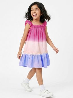 Hopscotch - Tie and Dye Ruffled Cotton Dress