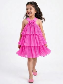 Hopscotch - Floral Applique Textured Dress