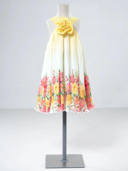 Hopscotch - Striped Floral Applique Dress