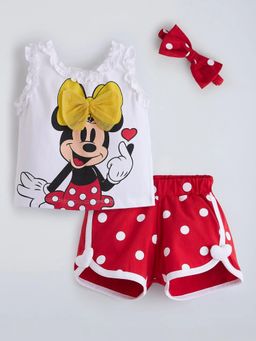 Hopscotch - Minnie Mouse Heart Applique Top With Shorts
