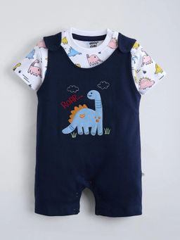 Hopscotch - Dino Embroidery T-Shirt With Dungaree