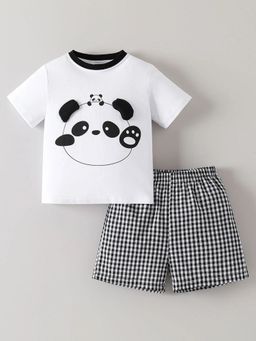 Hopscotch - Panda Applique T-Shirt With Shorts