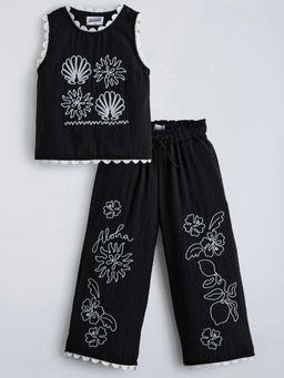 Hopscotch - Cotton Embroidered Top With Pant