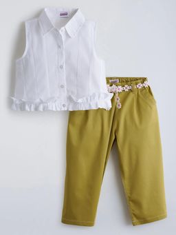 Hopscotch - Ruffled Shirt With Pant & Belt