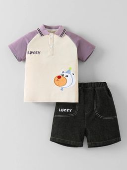 Hopscotch - Embroidered Polo T-Shirt With Shorts