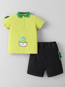 Hopscotch - Dino Embroidered Polo T-Shirt With Shorts