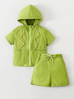 Hopscotch - Hooded Zipper Jacket With Shorts