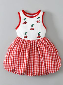 Hopscotch - Gingham Cherry Applique Dress