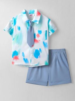 Hopscotch - Abstract Shirt With Shorts & Tie