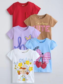 Hopscotch - Ruffled Cotton T-Shirts (Pack of 5)