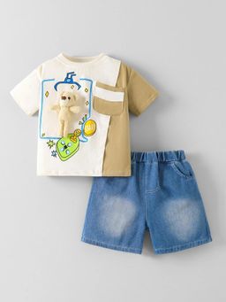 Hopscotch - Teddy Applique T-Shirt With Shorts