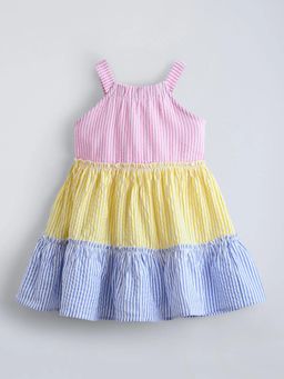 Hopscotch - Colorblock Striped Seersucker Dress