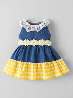 Hopscotch - Daisy Applique Checkered Dress