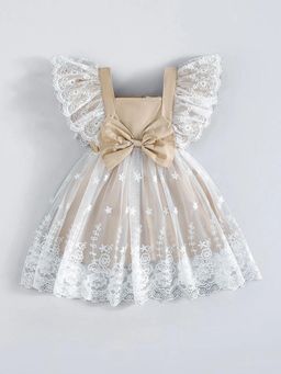 Hopscotch - Bow Applique Lace Dress