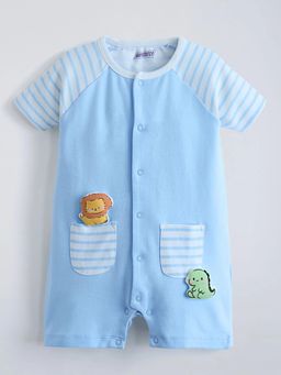 Hopscotch - Animal Applique Striped Cotton Romper