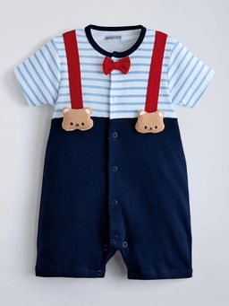 Hopscotch - Teddy Applique Striped Romper