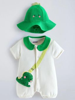 Hopscotch - Cotton Animal Applique Romper with Hat