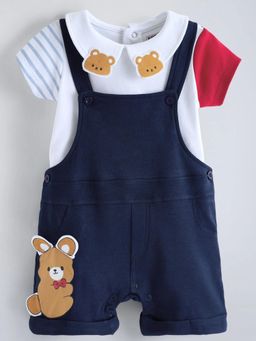 Hopscotch - Solid T-Shirt With Dungaree