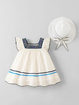 Hopscotch - Floral Embroidery Lace Dress with Cap