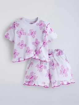 Hopscotch - Cotton Ruffled Hem T-Shirt With Shorts