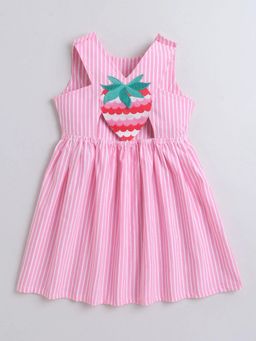 Hopscotch - Cotton Strawberry Applique Casual Dress