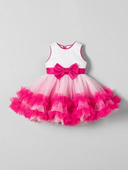 Hopscotch - Bow Applique Ruffled Dress