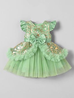 Hopscotch - Ruffled Bow Applique Dress