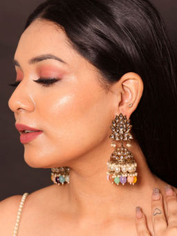 Amreli Jaipur - Antique Kundan Jhumkas Earrings