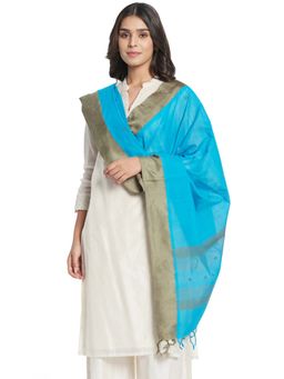 Fabindia - FabBasics Turquoise Cotton Woven Dupatta