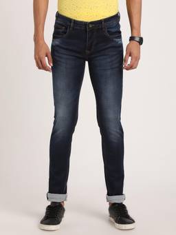 Turtle - Men Cotton Stretch Straight Fit Navy Blue Jeans