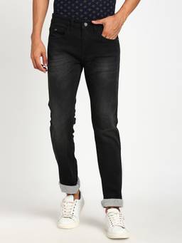 Turtle - Men 100% Cotton Solid Straight Fit Black Jeans