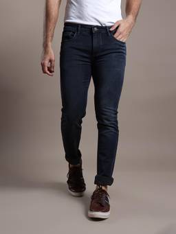 Turtle - Men Cotton Stretch Straight Fit Dark Grey Jeans