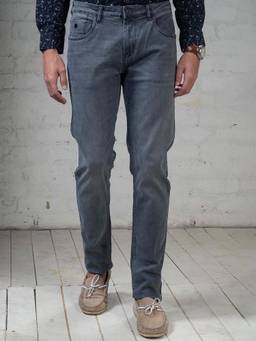 Turtle - Men Cotton Stretch Straight Fit Grey Jeans