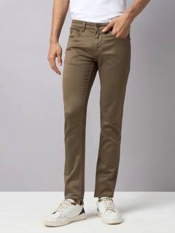 Turtle - Men Cotton Stretch Straight Fit Brown Jeans