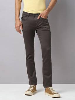 Turtle - Men Cotton Stretch Straight Fit Brown Grey Jeans