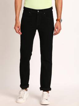 Turtle - Men Cotton Slim Fit Black Jeans
