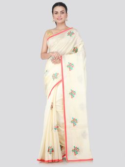 PinkLoom - Women's Dupion Silk Saree With Unstitched Blouse Piece,Beige