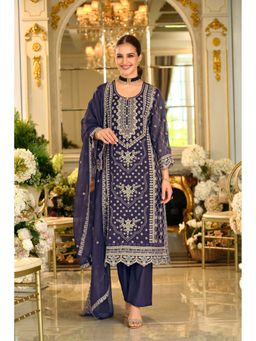 Autumnlane - Blue Itrake Orchid Kurta with Pant and Dupatta