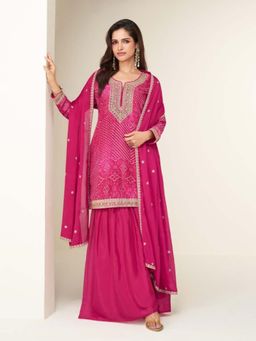 Autumnlane - Pink Mangal Rose Kurti with Sharara and Dupatta