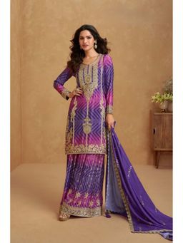Autumnlane - Purple Mangal Kurti with Palazzo and Dupatta