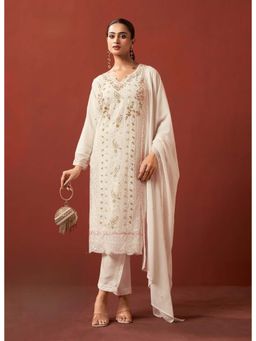Autumnlane - White Mayuri Daisy Kurta with Pant and Dupatta