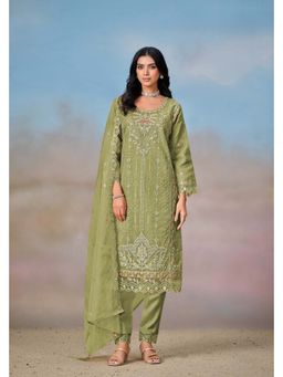 Autumnlane - Green Mayuri Kurta with Pant and Dupatta